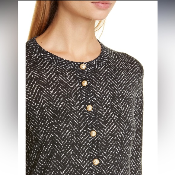 Dolce & Gabbana Current Season DG Logo Button Herringbone Print Wool Cardigan - Picture 13 of 13